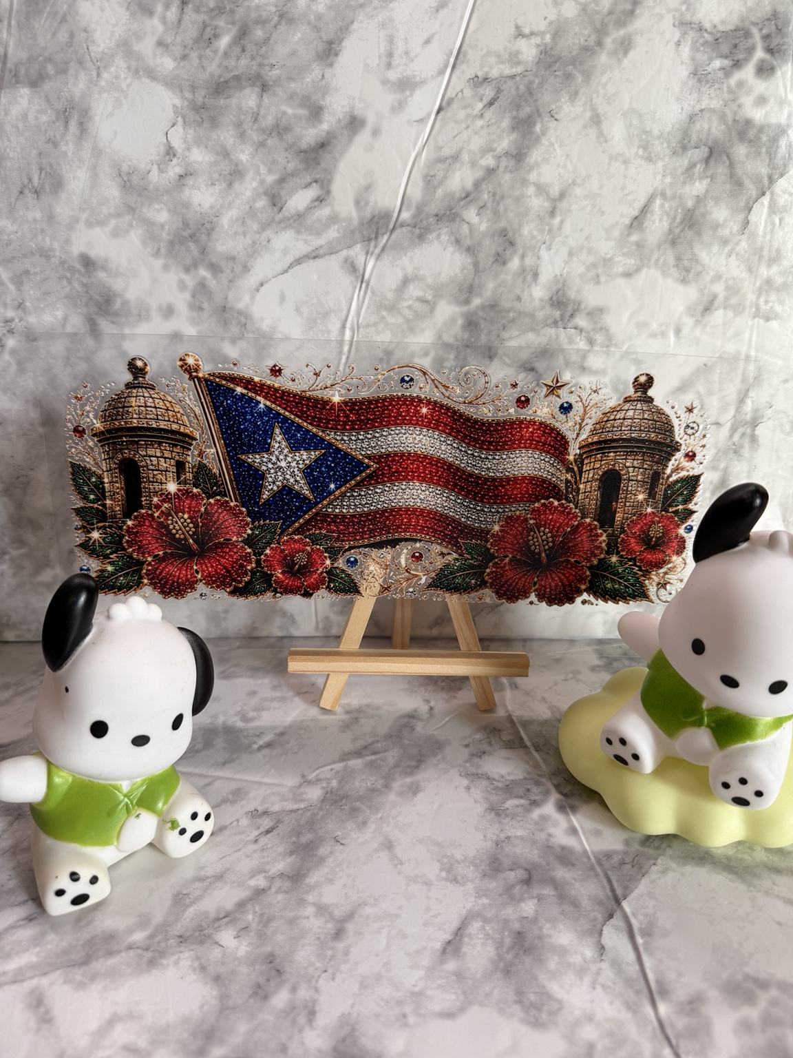 Puerto Rico Bling · Flag, Garitas & Hibiscus